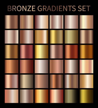 Bronz Altın degradeler. Arka planlar, kapak, çerçeve, şerit, afiş, sikke, etiket, Flyer kart poster vb bej degrade illüstrasyonları koleksiyonu vektör şablon eps10
