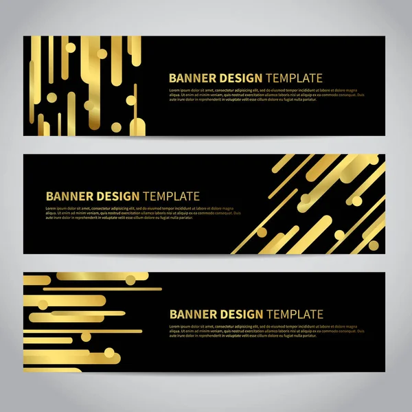 Banner Covers Met Gouden Geometrische Patroon Zwarte Achtergrond Cool Kleurrijke — Stockvector