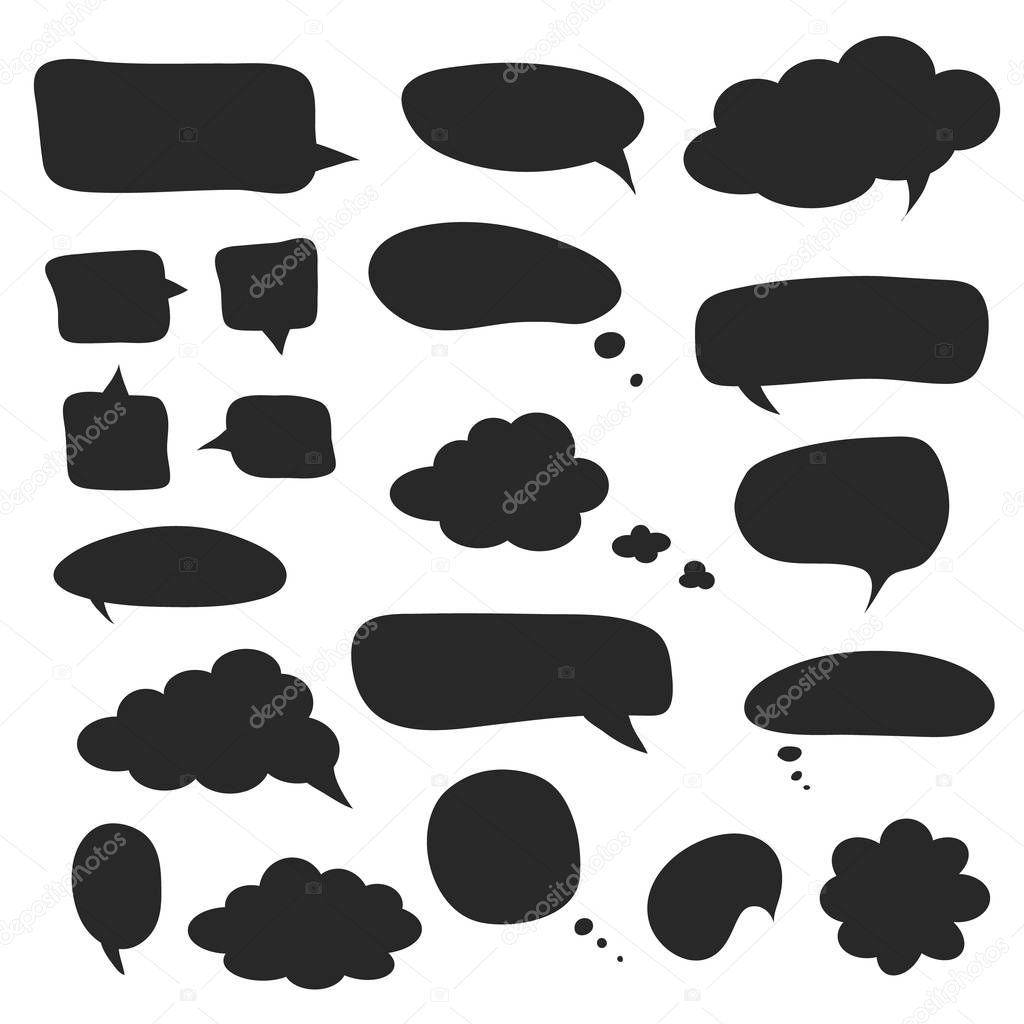 Set of black speech bubbles and dialog balloons. Simple elements for your design