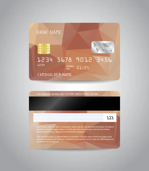 Carte Credito Dettagliate Realistiche Con Sfondo Colorato Bronzo Beige Astratto — Vettoriale Stock