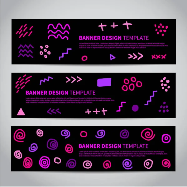 Vector Set Van Abstracte Memphis Stijl Retro Banners Met Eenvoudige — Stockvector