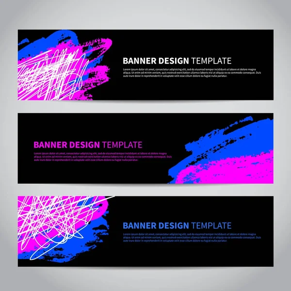 Banner Covers Met Abstract Modern Hand Getekend Patroon Cool Kleurrijke — Stockvector