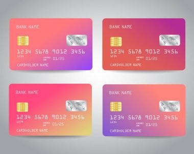 Gerçekçi detaylı kredi kartları seti