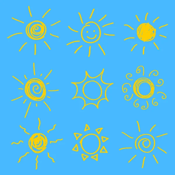 Set di icone del sole. — Vettoriale Stock