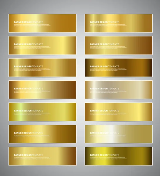 Conjunto Plantillas Banners Vectores Gradientes Oro Encabezados Sitios Web Diseño — Vector de stock