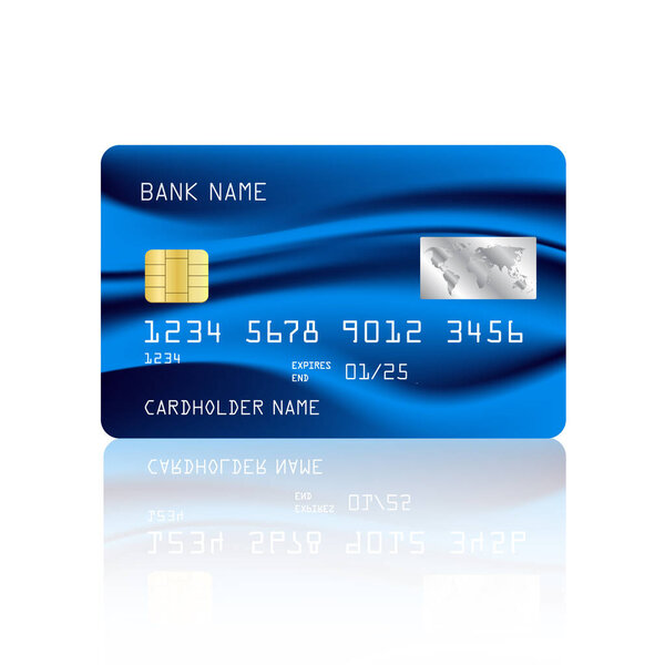 Вектор кредитной карты с цветным синим фоном. Синяя кредитная карта. Вектор