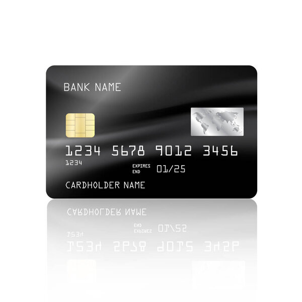 Вектор кредитной карты с цветовым фоном. Черная кредитная карта. Вектор