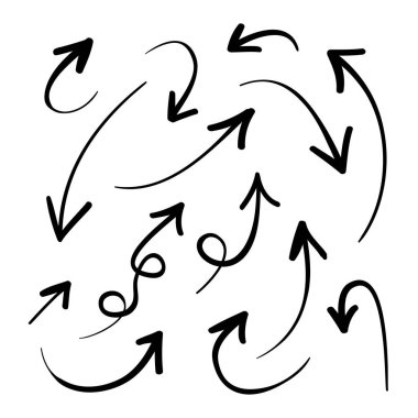 Arrows icons hand drawn vector editable set