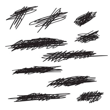 Scribble brush strokes set, vector logo design element, banners