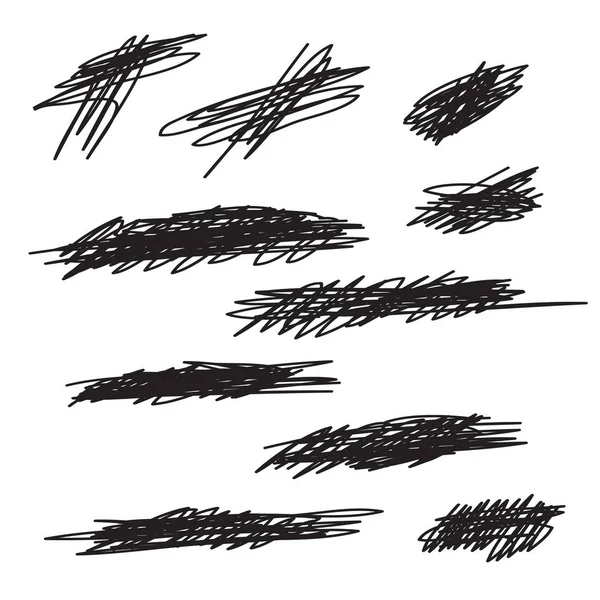 Scribble brush strokes set, vector logo design element, banners — Stock vektor