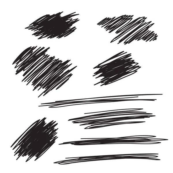 Scribble brush strokes set, vector logo design element, banners — Vetor de Stock