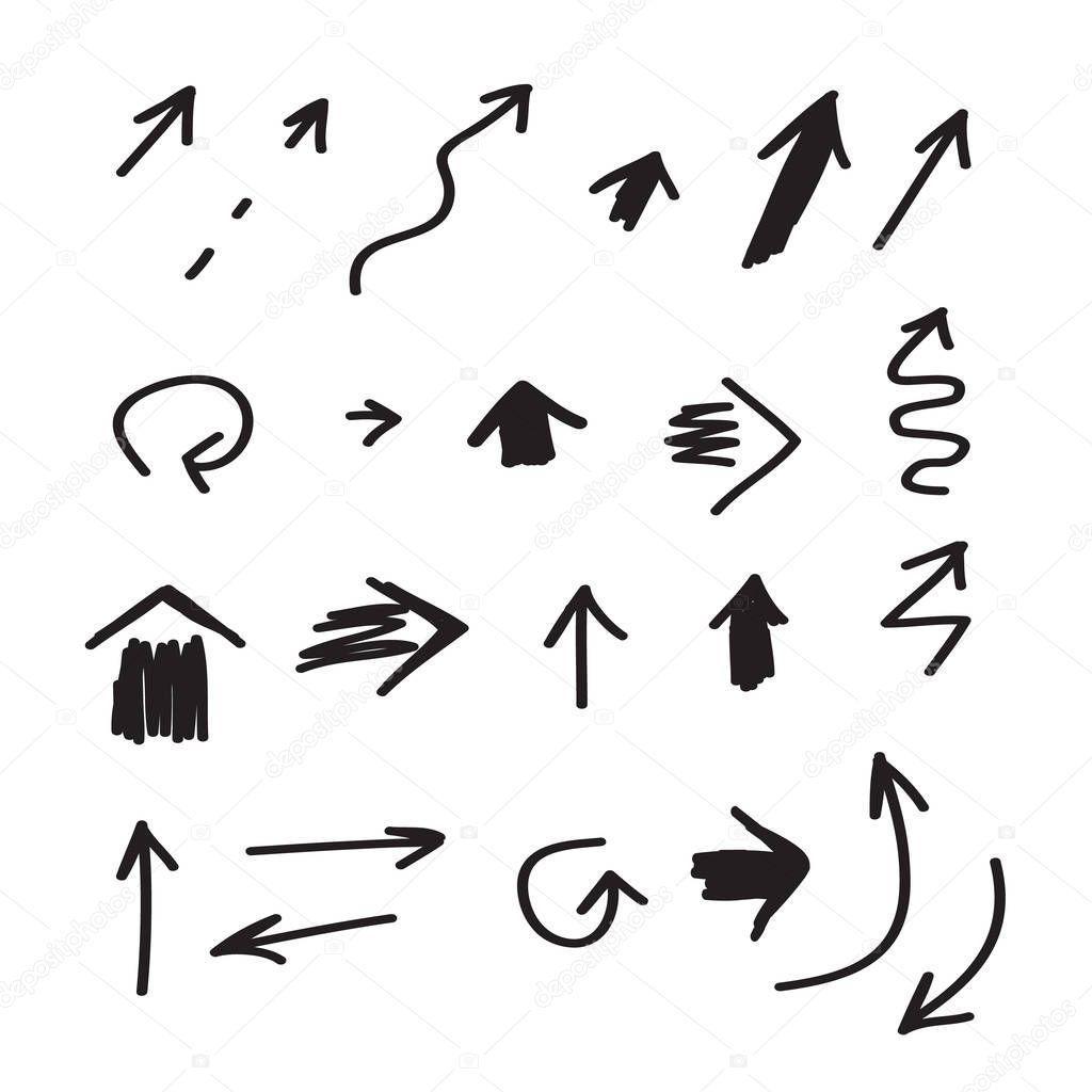 Arrows icons hand drawn vector editable set