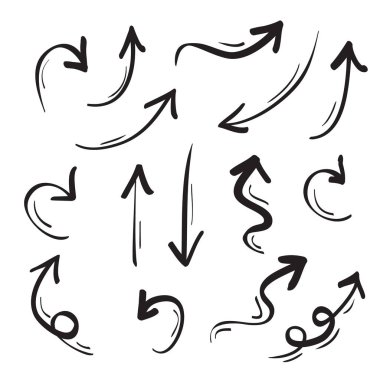 Arrows icons hand drawn vector editable set