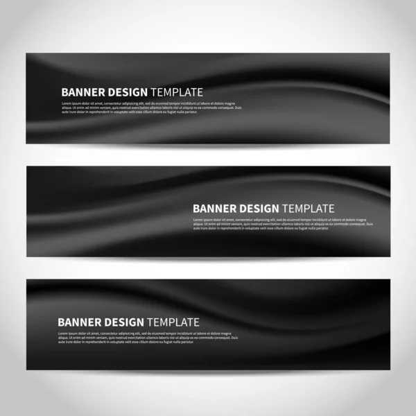 Vector banners with abstract wavy black background — Stockový vektor