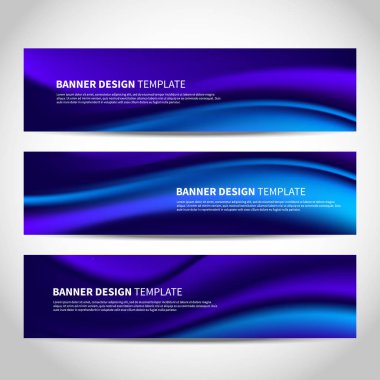 Vector banners with abstract blue wavy background. Mesh blue vector website headers