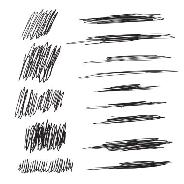 Scribble brush strokes set, vector logo design element, banners