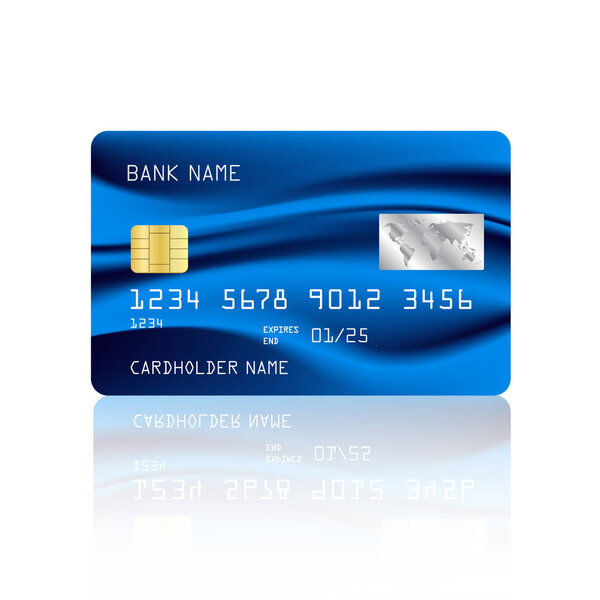 Credit card vector with abstract colorful mesh design background. Blue credit card. Vector