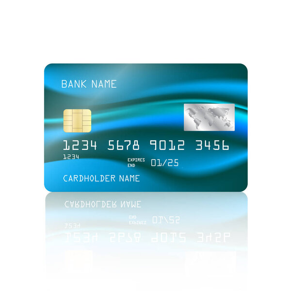 Credit card vector with abstract colorful mesh design background. Blue credit card. Vector