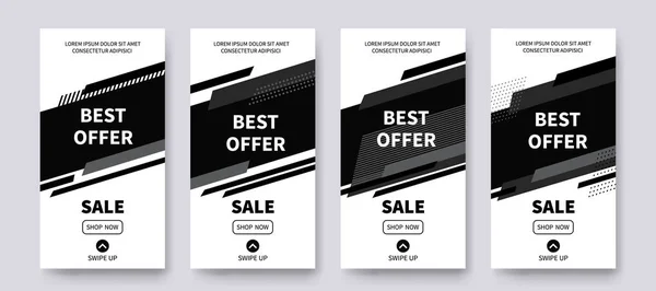 Best Offer banner set of vector sale banners for social media stories — Διανυσματικό Αρχείο