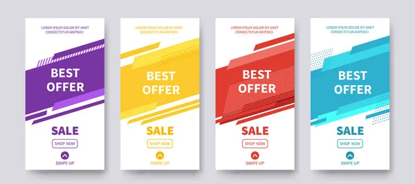 Best Offer sale banners for social media stories, web page, promotion for mobile — 图库矢量图片