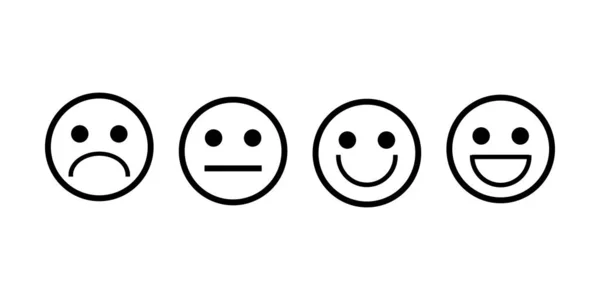 Smile icons vector outline set. Emotions icons for feedback, user experience, customer feedback, voting, review, rate — Stok Vektör