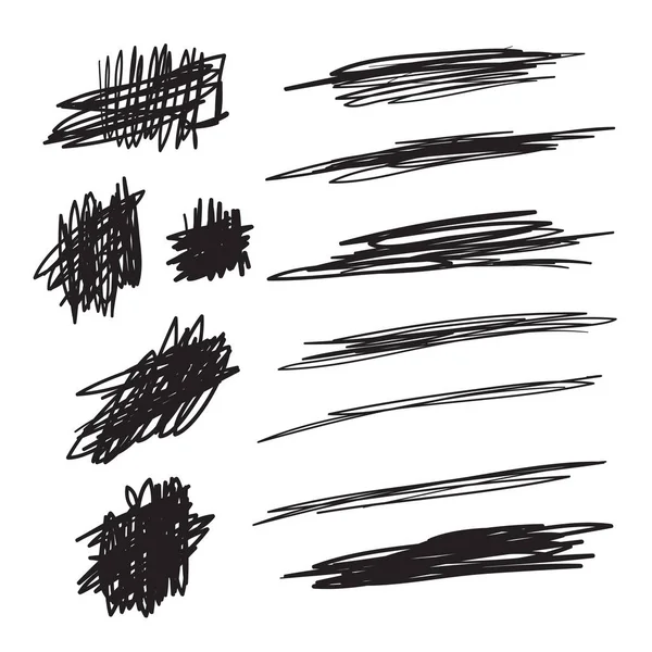 Scribble brush strokes set, vector logo design element, banners — 스톡 벡터