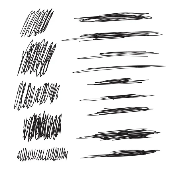 Scribble brush strokes set, vector logo design element, banners — Διανυσματικό Αρχείο