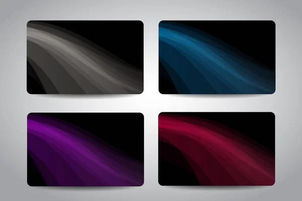 Gift cards or discount cards or credit cards set with black design background with abstract waves — Stockový vektor