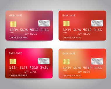 Credit cards set with colorful abstract design background