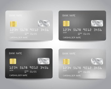 Credit cards set with colorful abstract design background