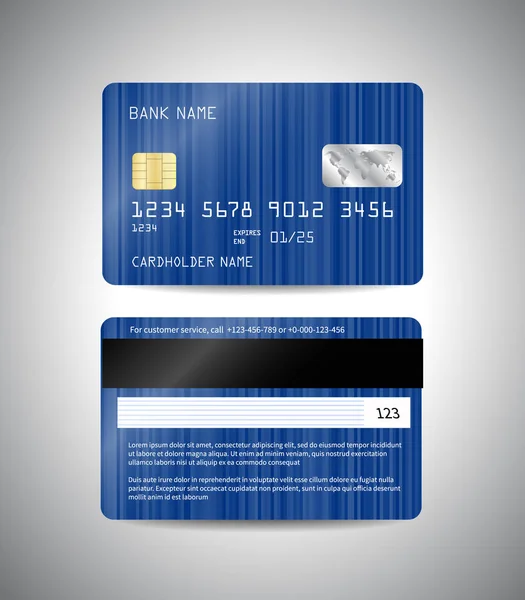 Vector detailed credit cards set with blue striped shiny abstract background — Wektor stockowy