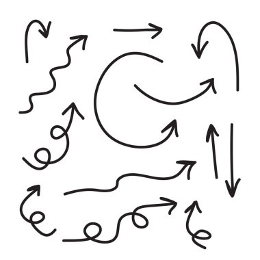 Arrows icons vector hand drawn editable set