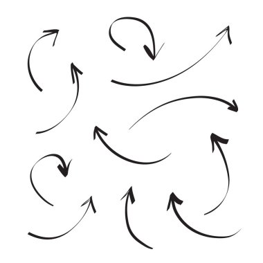 Arrows icons vector hand drawn editable set