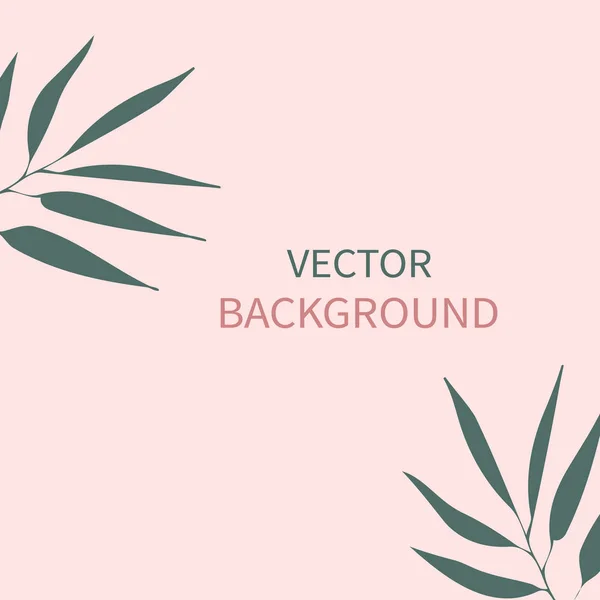 Vector card with plants, leaves and copy space for text. Graphic design for banners — Vetor de Stock