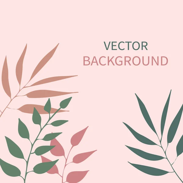 Vector card with plants, leaves and copy space for text. Graphic design for banners — стоковый вектор