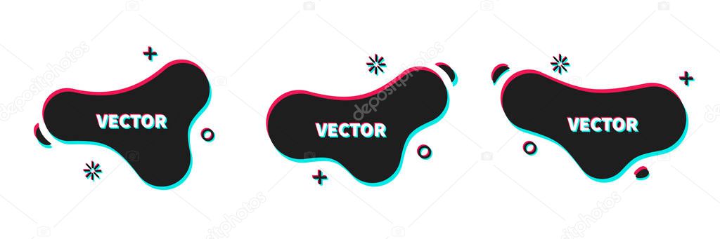 Vector geometric logo shapes in trendy design, Black dynamic forms