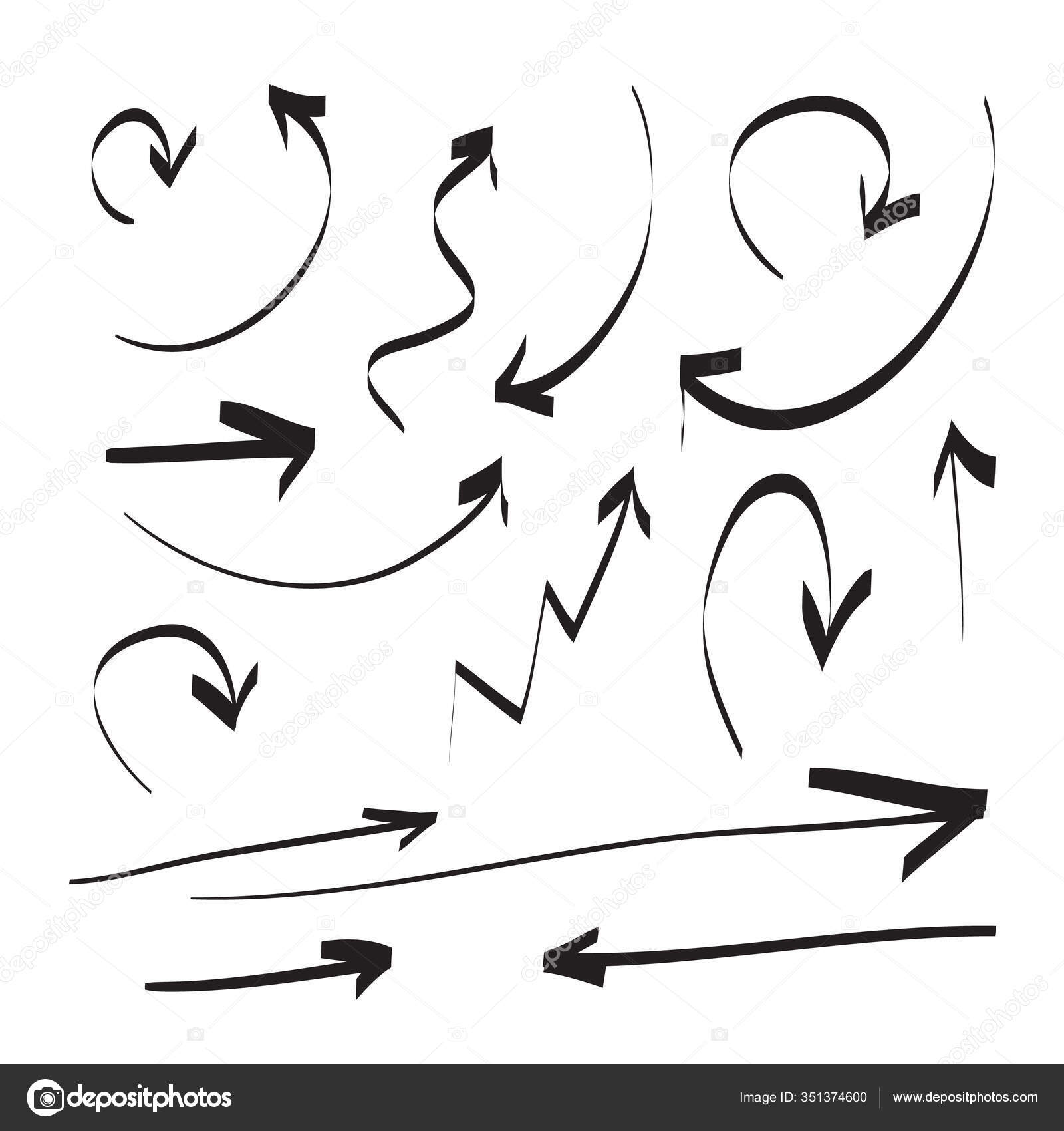 Иконки Стрелок Векторный Набор Нарисованный Вручную Стрелка Sketch.