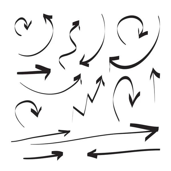 Setas Ícones Vetor Desenhado Mão Conjunto Editável Seta Esboço Feito —  Vetores de Stock