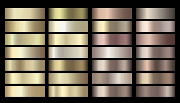 Vector Oro Metálico Plata Colección Paletas Colores Bronce Banderas Vectoriales — Vector de stock