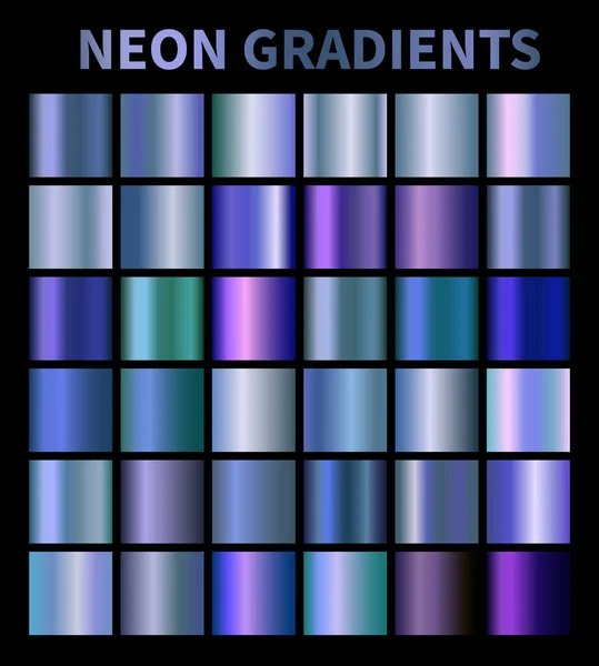 神经元 水胺金属箔纹理梯度集 光滑的霓虹灯光泽金属梯度彩色图层背景 用户界面 — 图库矢量图片