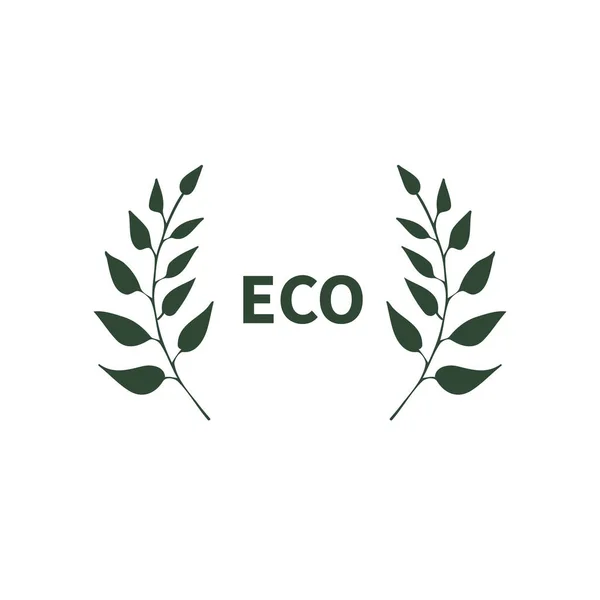 Banner Ecológico Con Dos Ramas Símbolo Logotipo Emblema Comida Saludable — Vector de stock