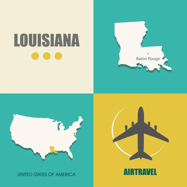 Louisiana map flat — Stock Vector