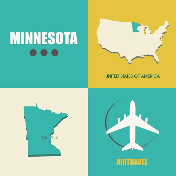 Minnesota map flat — Stock Vector