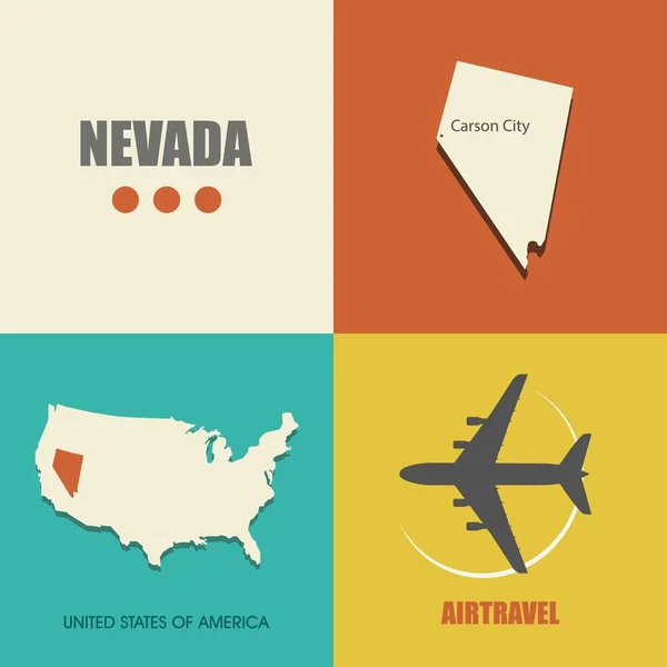 Nevada harita düz — Stok Vektör