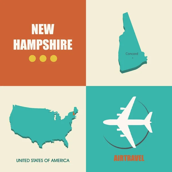 New Hampshire map flat — Stock Vector