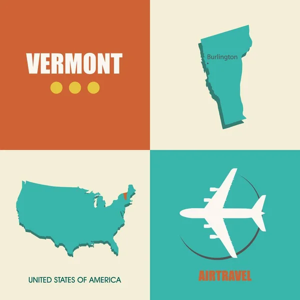 Carte du Vermont plat — Image vectorielle