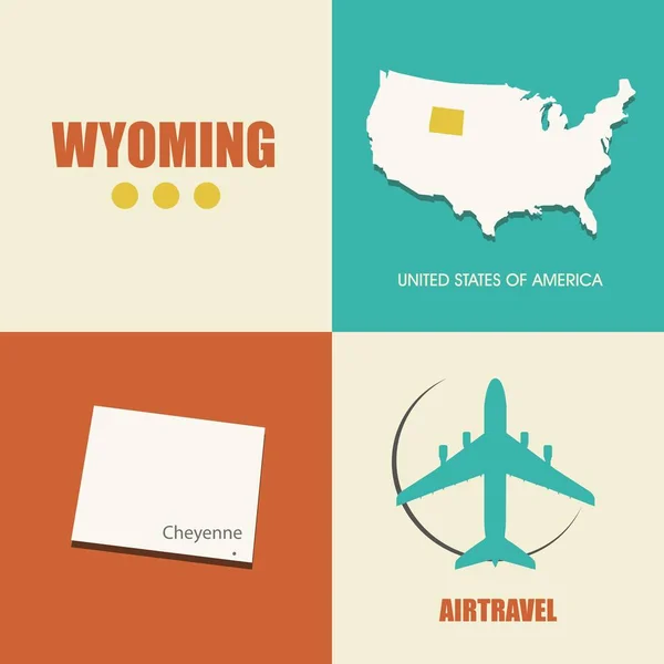 Płaską mapę Wyoming — Wektor stockowy