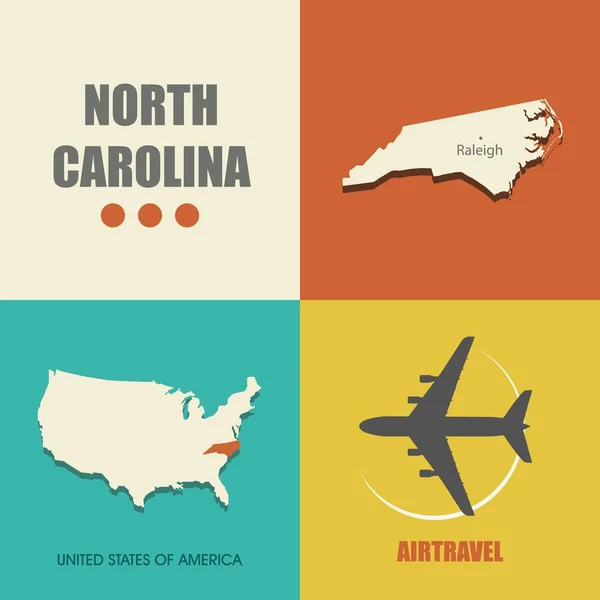 North Carolina mappa appartamento Vettoriale Stock