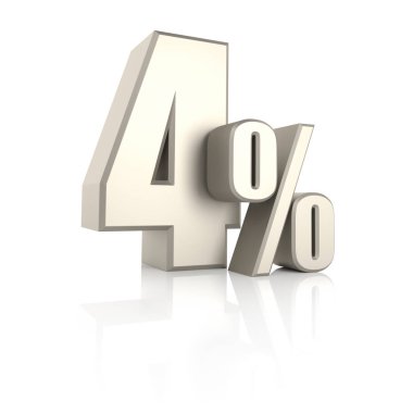 Beyaz arka plan üzerinde izole yüzde 4. 3D render