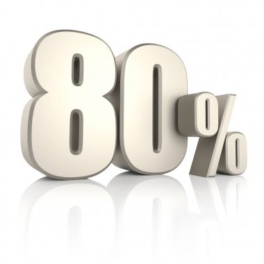 Beyaz arka plan üzerinde izole yüzde 80. 3D render